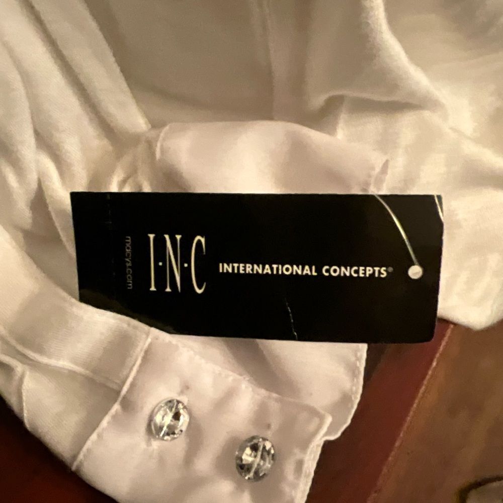 INC ivory Blouse NWT Sparkly Button Down XL - Picture 5 of 7